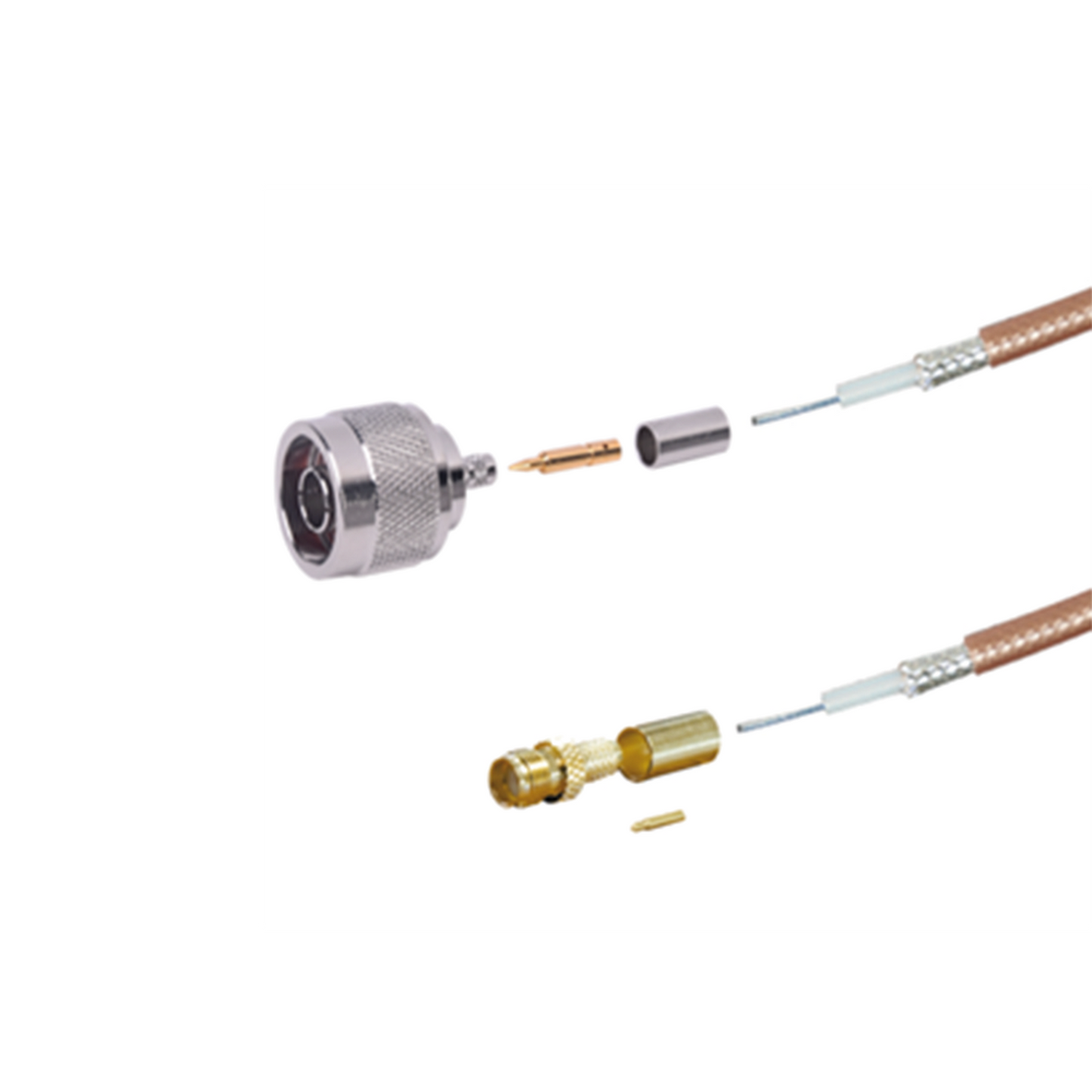 Jumper de 100 cm tipo RG-142/U con conectores N Macho y SMA Hembra Inverso (Hasta 8 GHz).