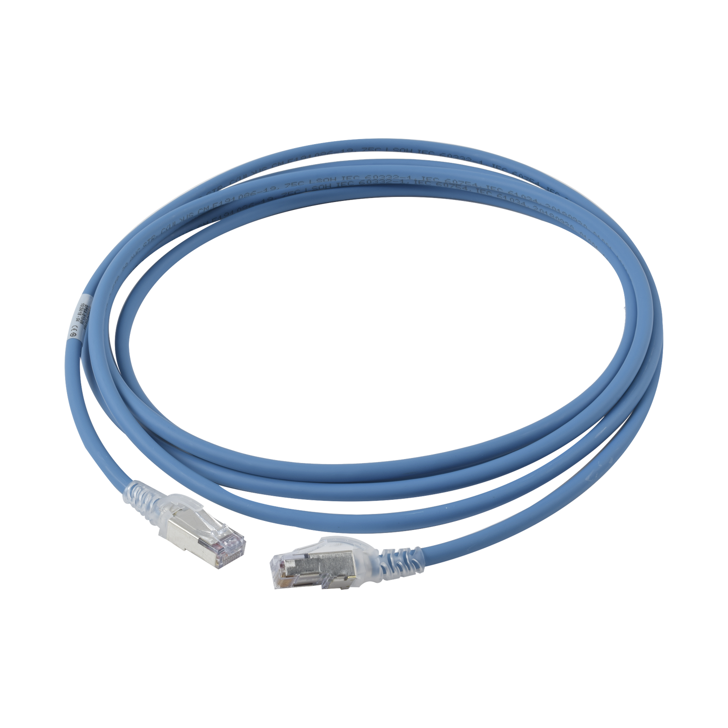 Patch Cord "Skinny" Cat6A Blindado S/FTP, 10ft, Diámetro Reducido 28 AWG, Color Azul