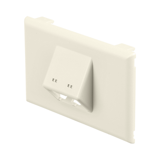 Placa de Pared Horizontal T70, Salida Para 2 Puertos Mini-Com, Con Espacios Para Etiquetas, Color Blanco Mate