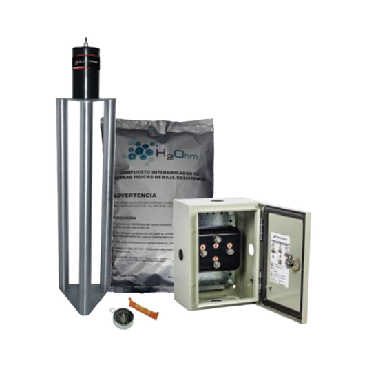 Electrodo de puesta a tierra de 400 A Fabricado en Acero inoxidable con  Filtro y Compuesto H2Ohm.