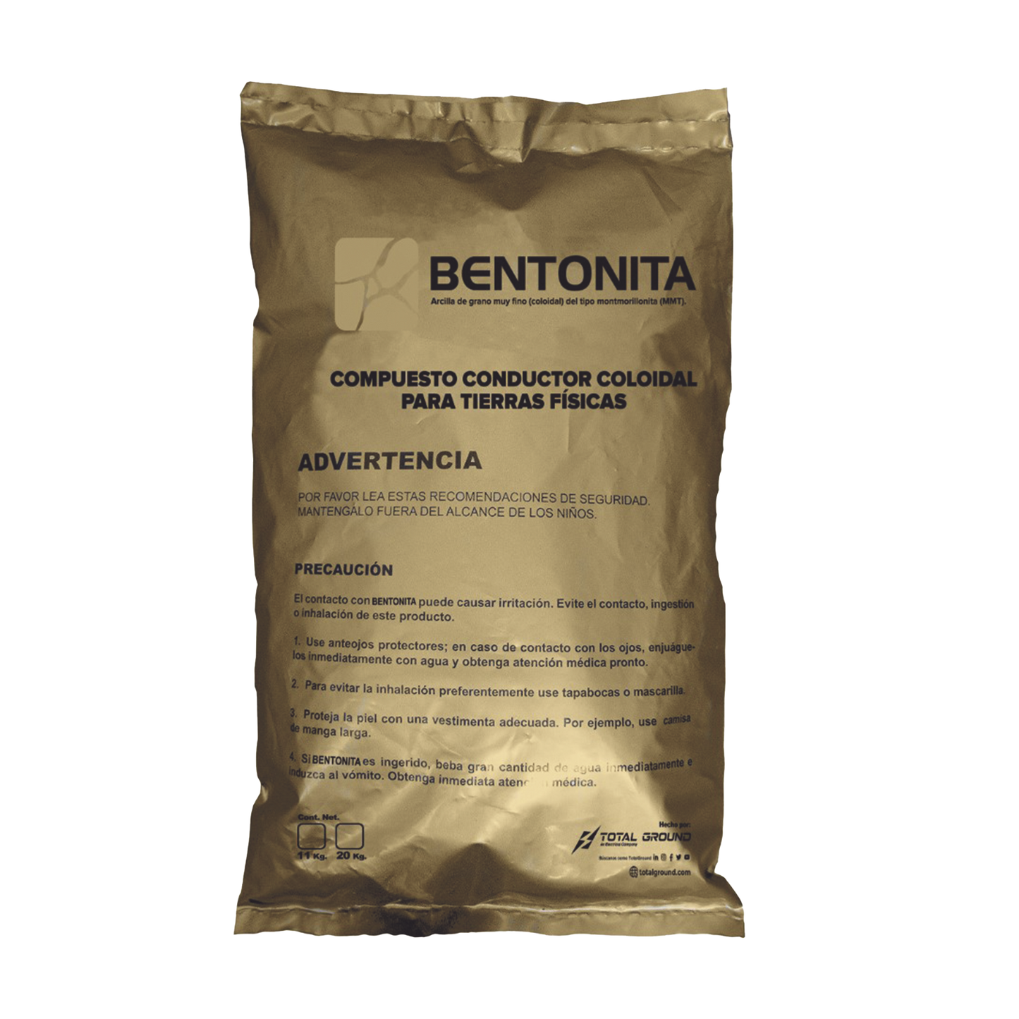 Bentonita, Compuesto Conductor Coloidal para Tierras Físicas, Saco con 20 Kgr.