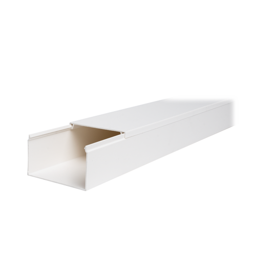 Canaleta TMK-4577 en PVC Blanco Autoextinguible: Solución Segura y Estética para Entornos Interiores, con Gran Capacidad de Resguardo de Cables, Medidas : 45 mm x 77 mm x 2.5 m (5500-01250)