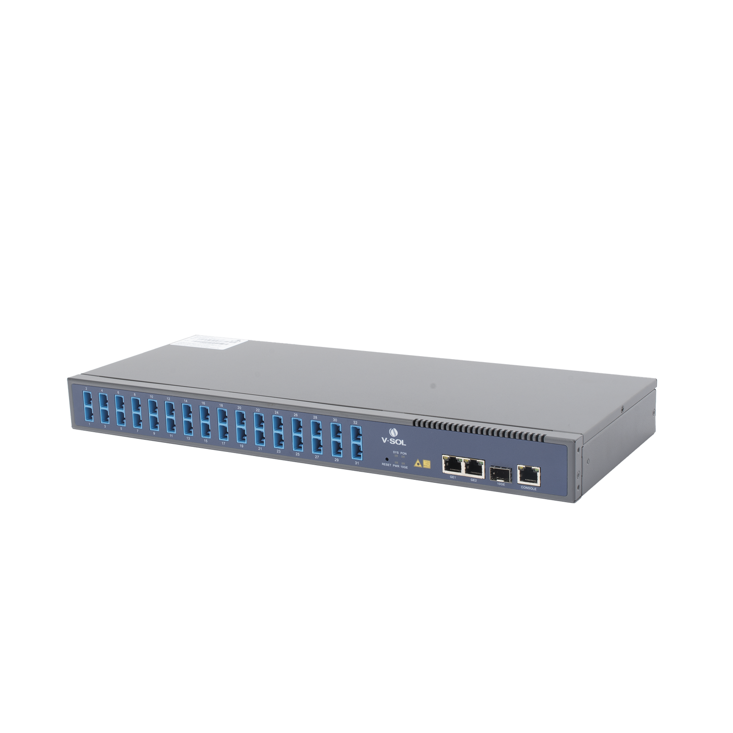 OLT de 1 GPON puerto con Splitter de 1 a 32 SC/UPC Incluido  + 3 puertos Uplink (2 puertos Gigabit Ethernet + 1 puerto SFP/SFP+) , hasta 128 ONUS