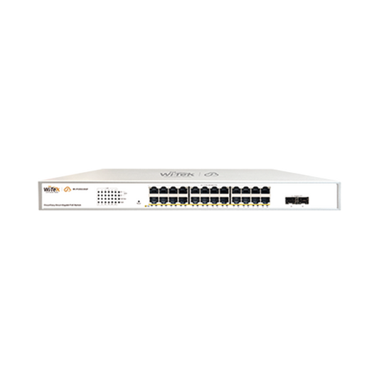 Switch Administrable PoE  / 24 puertos PoE af/at Gigabit /  2 x SFP Gigabit / Administración Cloud Gratuita / Presupuesto 370 W