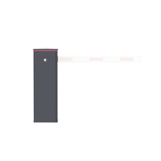 Barrera Vehicular Izquierda / Soporta Brazo ARTICULADO de Hasta 4 Metros / Final de Carrera Ajustable Por Programación / Tiempo de Apertura de 3 Segundos / Con Corona Led Semaforizada