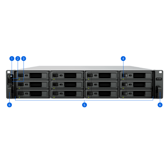 Unidad de Expansión Synology RX1225RP | 12 Bahías para Unidades 3.5" y 2.5" SATA HDD/SSD | Intercambio en Caliente | Fuente de Alimentación Redundante | Compatible con Synology DSM .