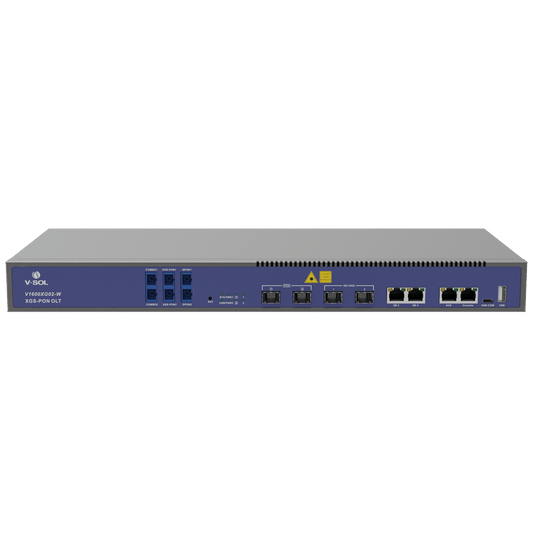 OLT Dual de 2 Puertos XGSPON/GPON con WDM Integrado/ 4 Puertos Uplink (2 Puerto Gigabit RJ45 + 2 Puertos SFP/SFP+) / Hasta 512 ONUs
