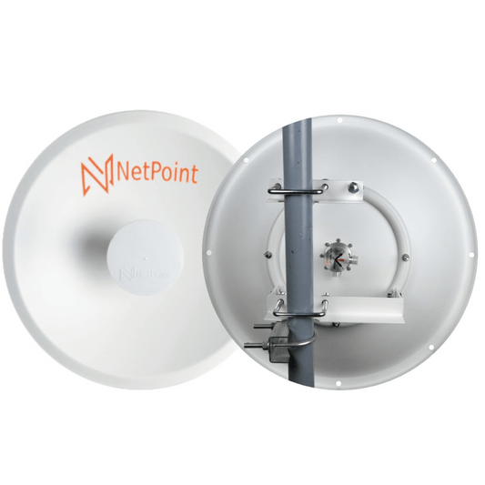 Doble Antena Direccional de alto rendimiento / diámetro  de 39.6 cm / 4.9-7.2 GHz / Ganancia 27 dBi / SLANT de 45 ° y 90 °  / Conector N-Hembra / Montaje, jumpers y radomo incluidos.