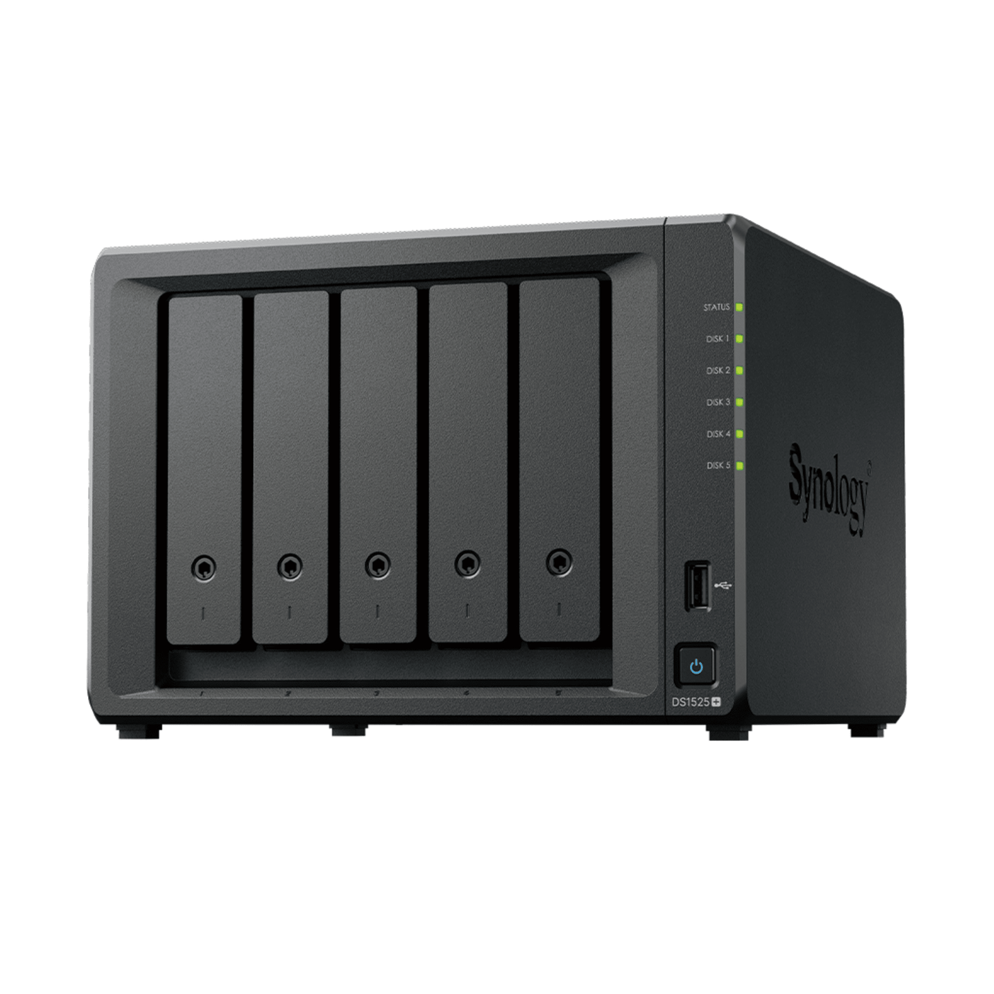 NAS DiskStation DS1525+ | 5 Bahías | Expansión hasta 15 Bahías | 2 Puertos 2.5GbE | Soporte 10GbE | Almacenamiento en Caché SSD | Hasta 300 TB de Capacidad | Compatible con Virtualización y Vigilancia.