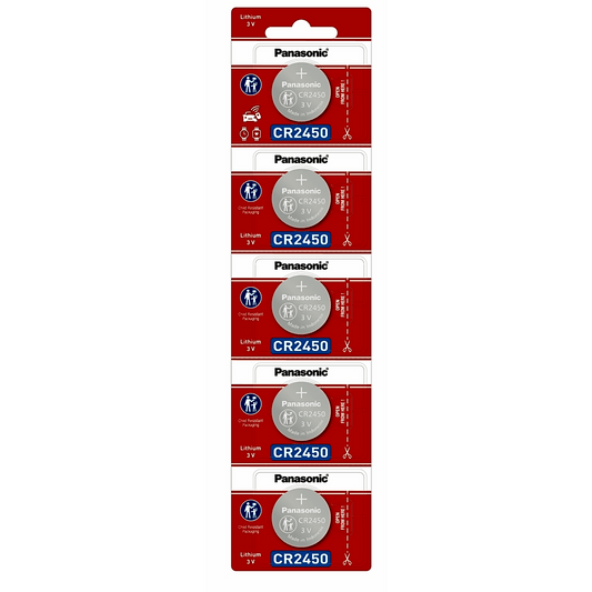 Batería de Litio tipo Moneda 3V / CR2450/ Tira c/5pz  ( Batería no recargable )