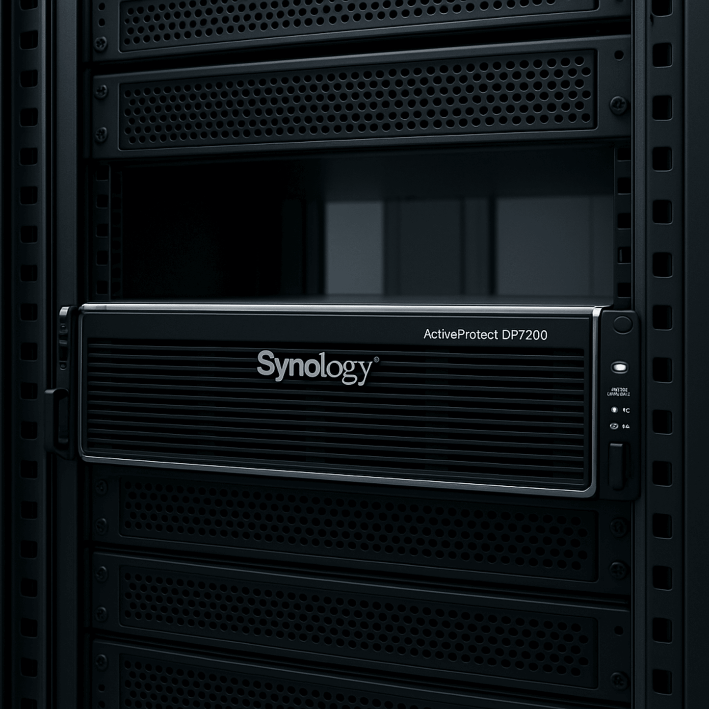 Dispositivo de Protección de Datos Synology ActiveProtect DP7200 | 2U Rack | AMD EPYC 7272 12 Núcleos | 32 GB RAM (Max 512 GB) | 10 HDD 12 TB RAID 6 + 1 Spare | 2 SSD 1920 GB RAID 1 | 2 Puertos 10 GbE | Protección Ransomware.
