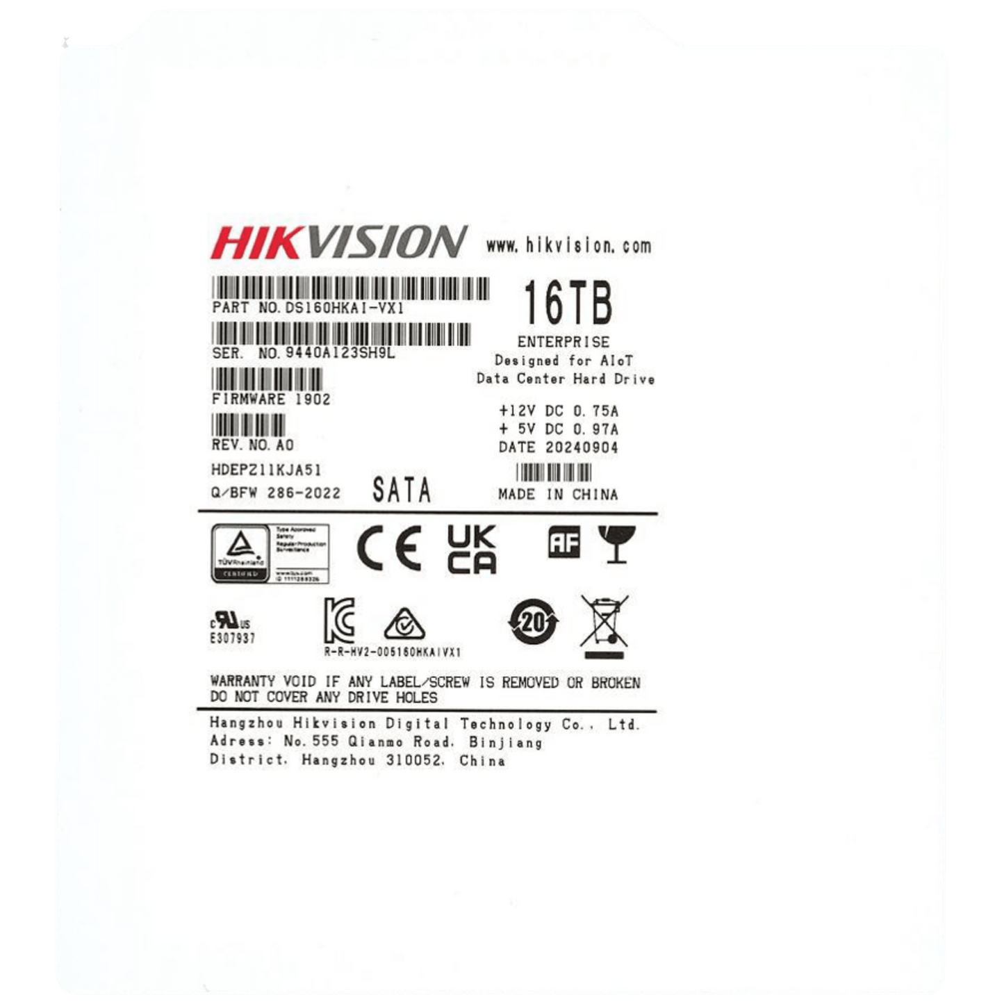 Disco Duro Empresarial / 16 TB / 7200 RPM / Interfaz SATA 6 Gb/s / Búfer de 512 MB / Diseñado para Operación 24/7 / Transferencia de 550 TB por Año