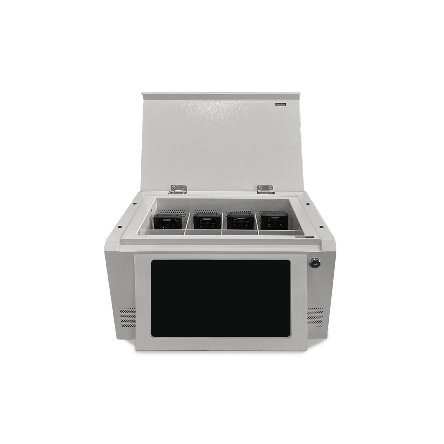 Estación de Descarga para Cámaras Corporales | 8 Canales de Conexión | Descarga Simultanea | Pantalla Táctil | Almacenamiento Hasta 12TB | Carga y Copia de Seguridad Automática | Compatible con Body Cam XMR-R3.