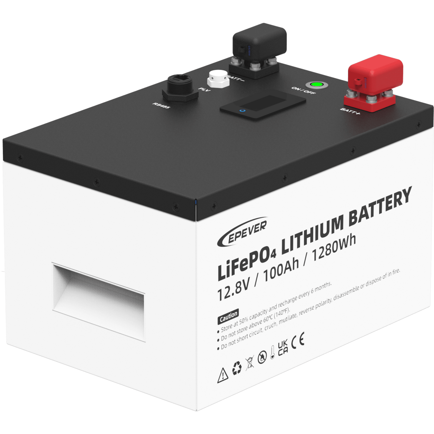 Batería de Litio LiFePO4 12.8Vcc, 100Ah, 1.28KwH, Pantalla LCD para Monitoreo Local, Carcasa Metálica