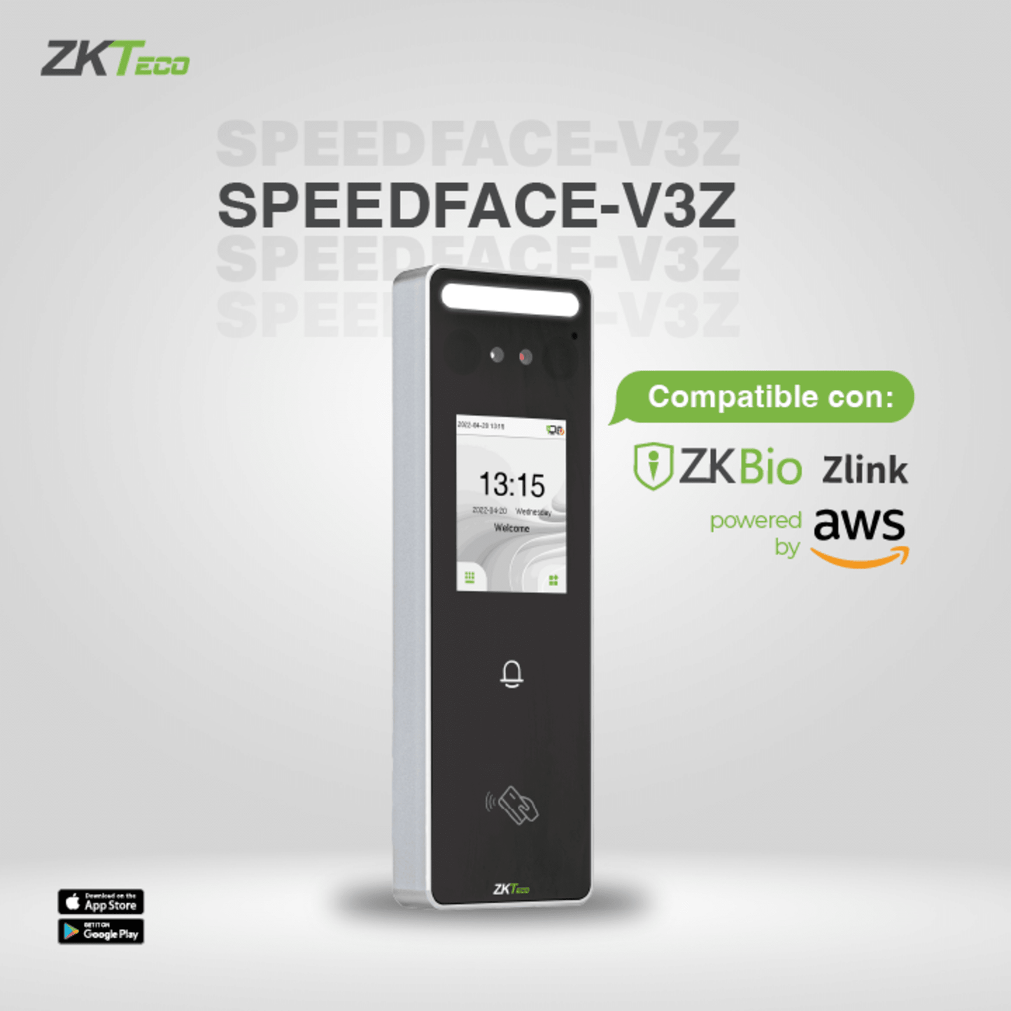 Terminal Biométrica Facial / 500 Rostros 3,000 Huellas / Pantalla 2.4" / IP65 / ADMS / ZKBio Zlink